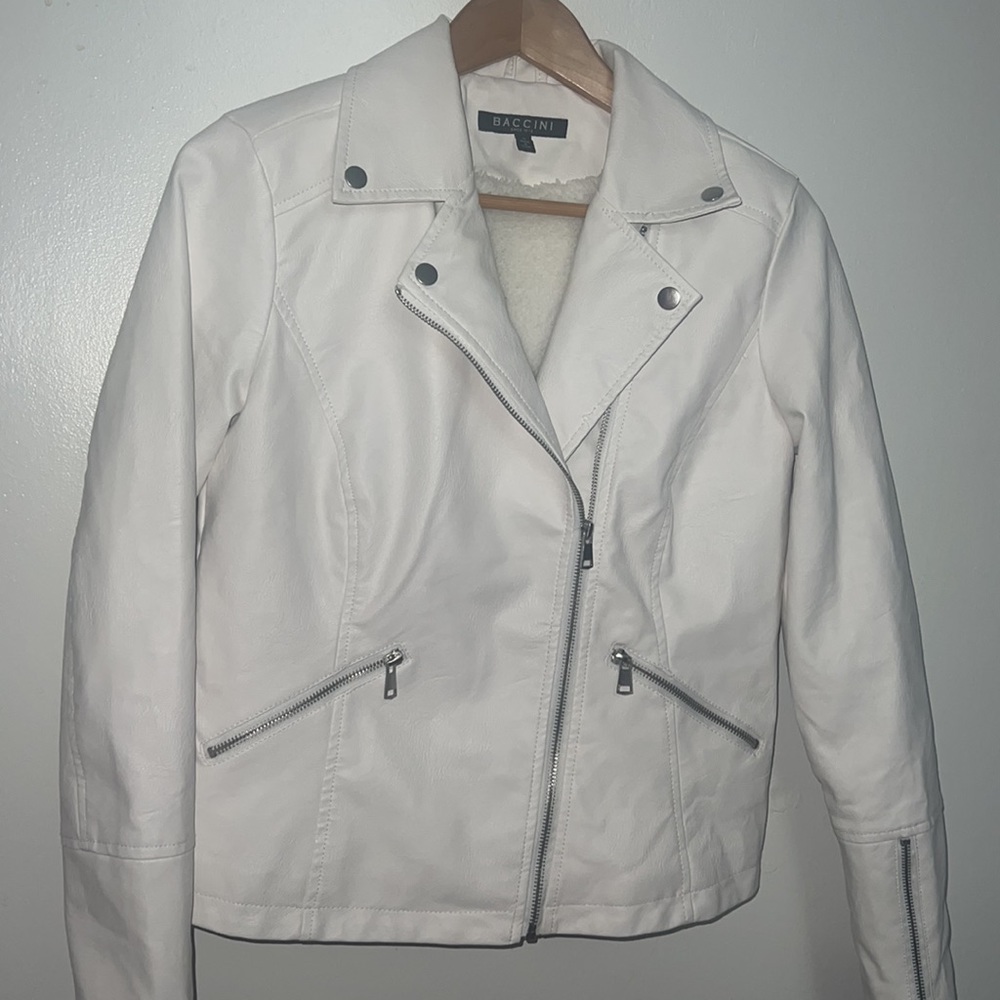 Baccini White Leather Jacket - image 3